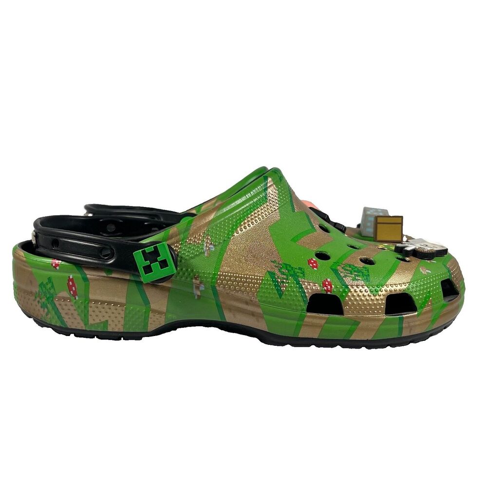 Crocs X Minecraft Classic Clogs Slip On Shoes With Jibbitz Men's Size 12